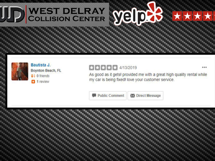 5 Star Yelp Review by Bautista J. | West Delray Collision Center