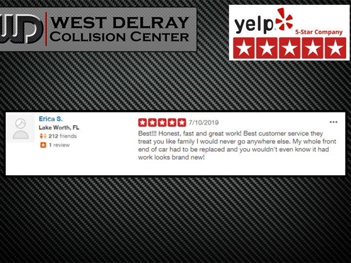5 Star Yelp Review by Erica S | West Delray Collision Center